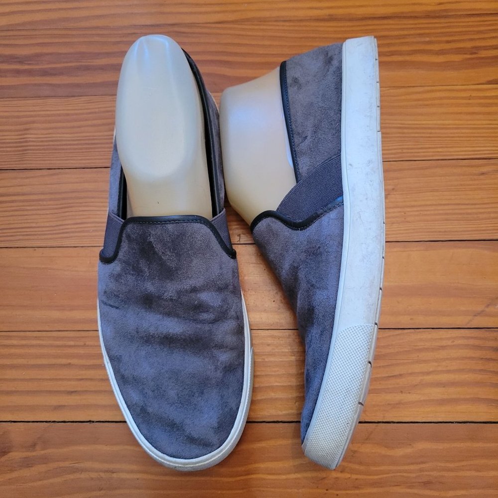 Vince‎ 9 Suede Leather Slip On Loafers Shoes PRESTON Steel Gray Sneaker